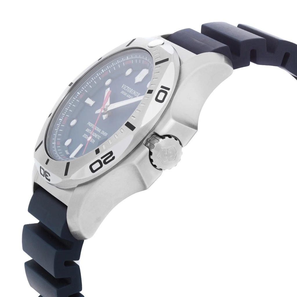 View Of Crown Facing Side Of Victorinox 241734 Stainless Steel Watch Unworn Condition