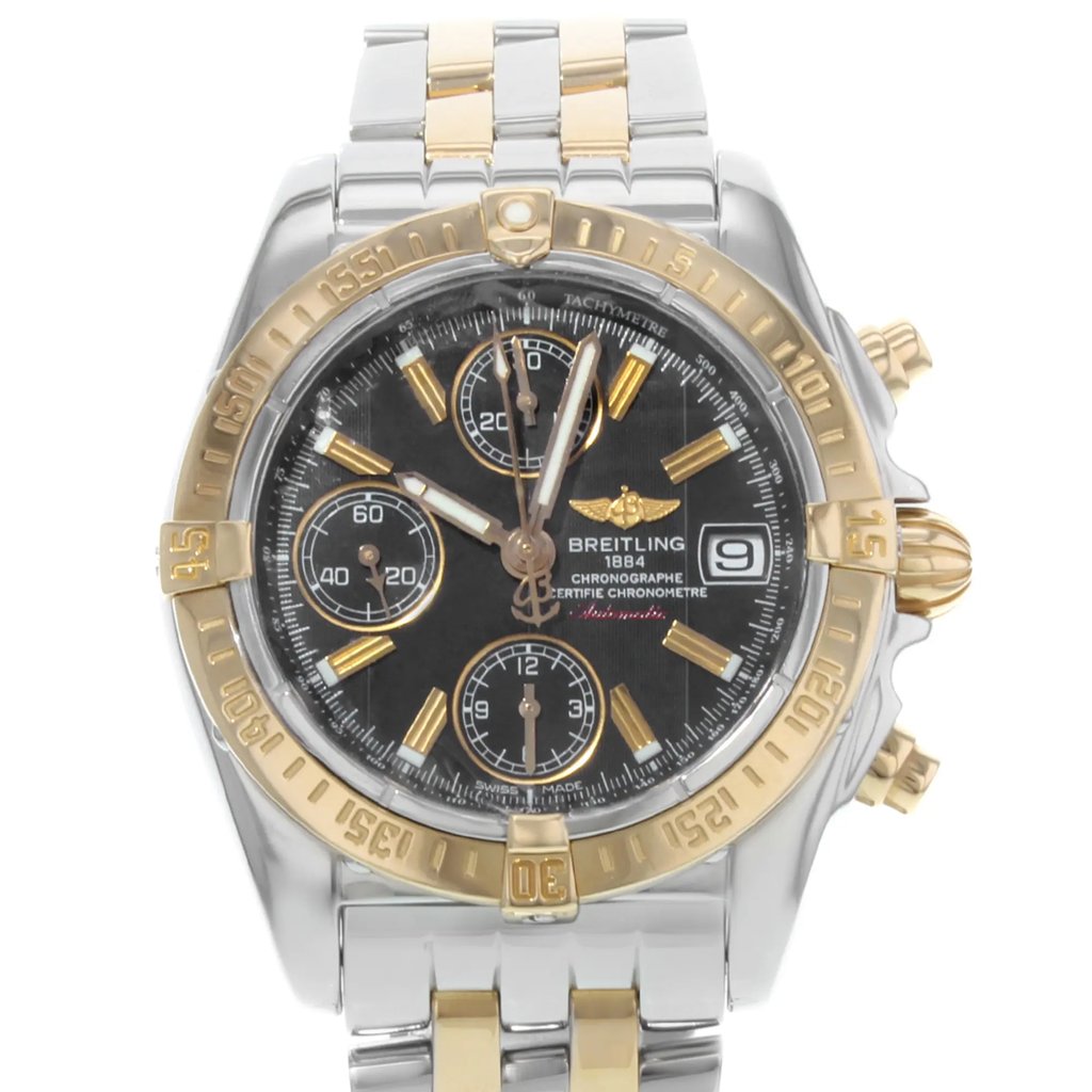 Up Close Front Facing Picture Of Breitling C13358 Stainless Steel Watch Pre Owned Condition
