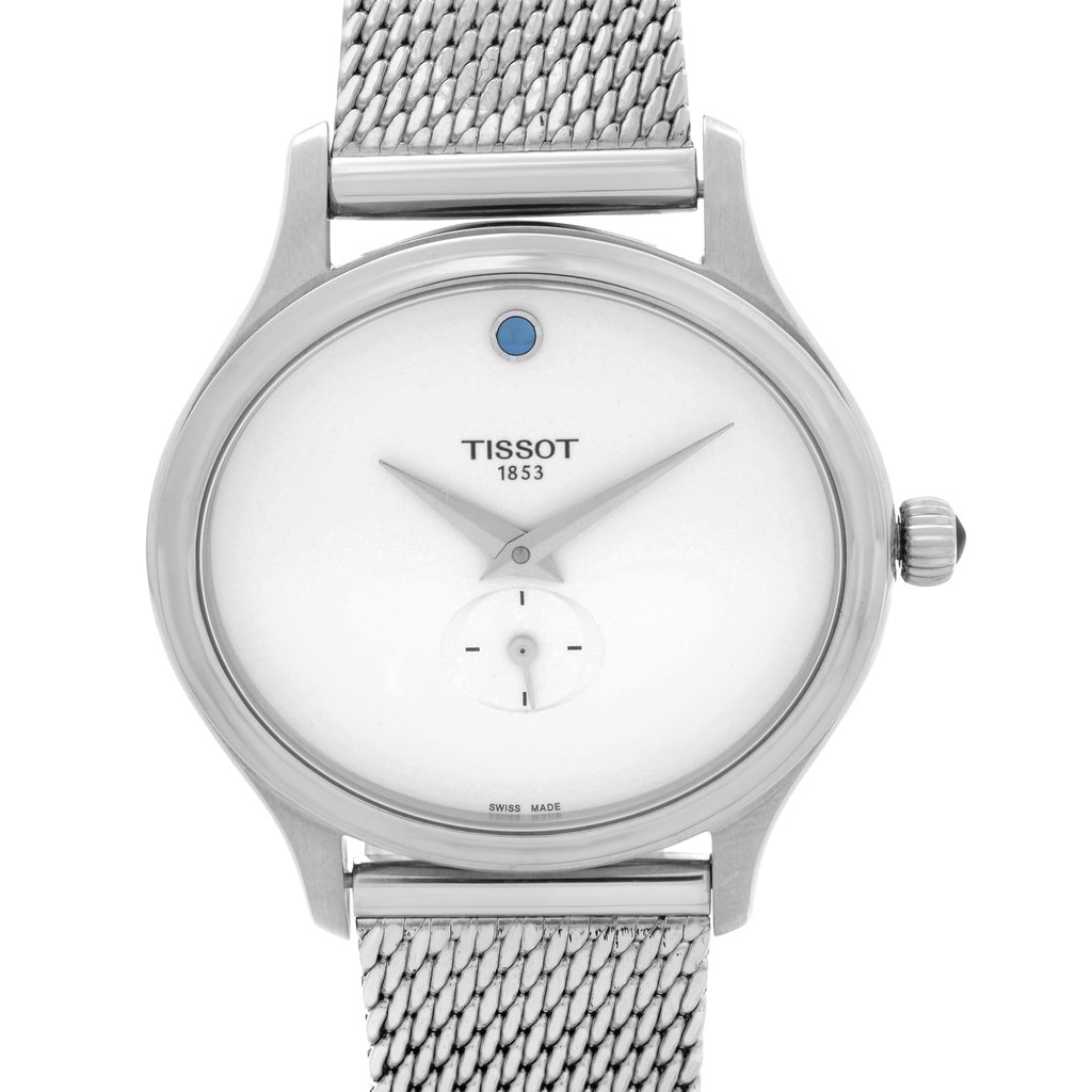 Up Close Front Facing Picture Of Tissot T103.310.11.031.00 Stainless Steel Watch Display Model Condition
