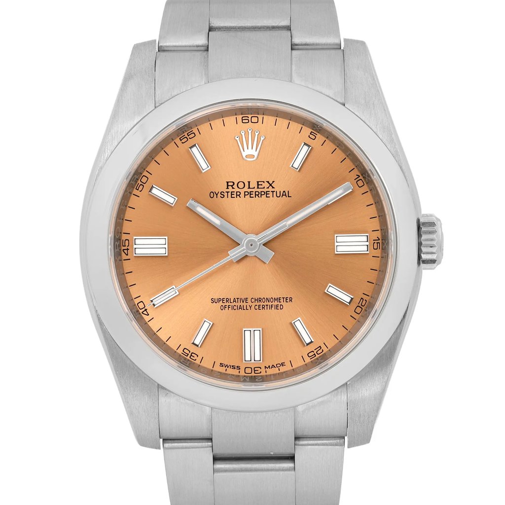 Up Close Front Facing Picture Of Rolex 116000 Stainless Steel Watch Pre Owned Condition