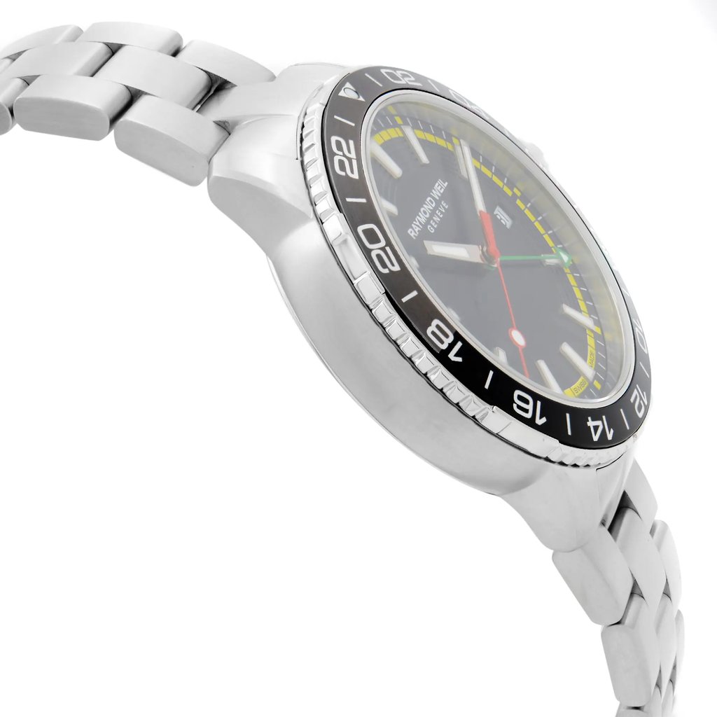 View Of Opposite Crown Facing Side Of RAYMOND WEIL 8280-ST1-BMY18 Stainless Steel Watch Unworn Condition