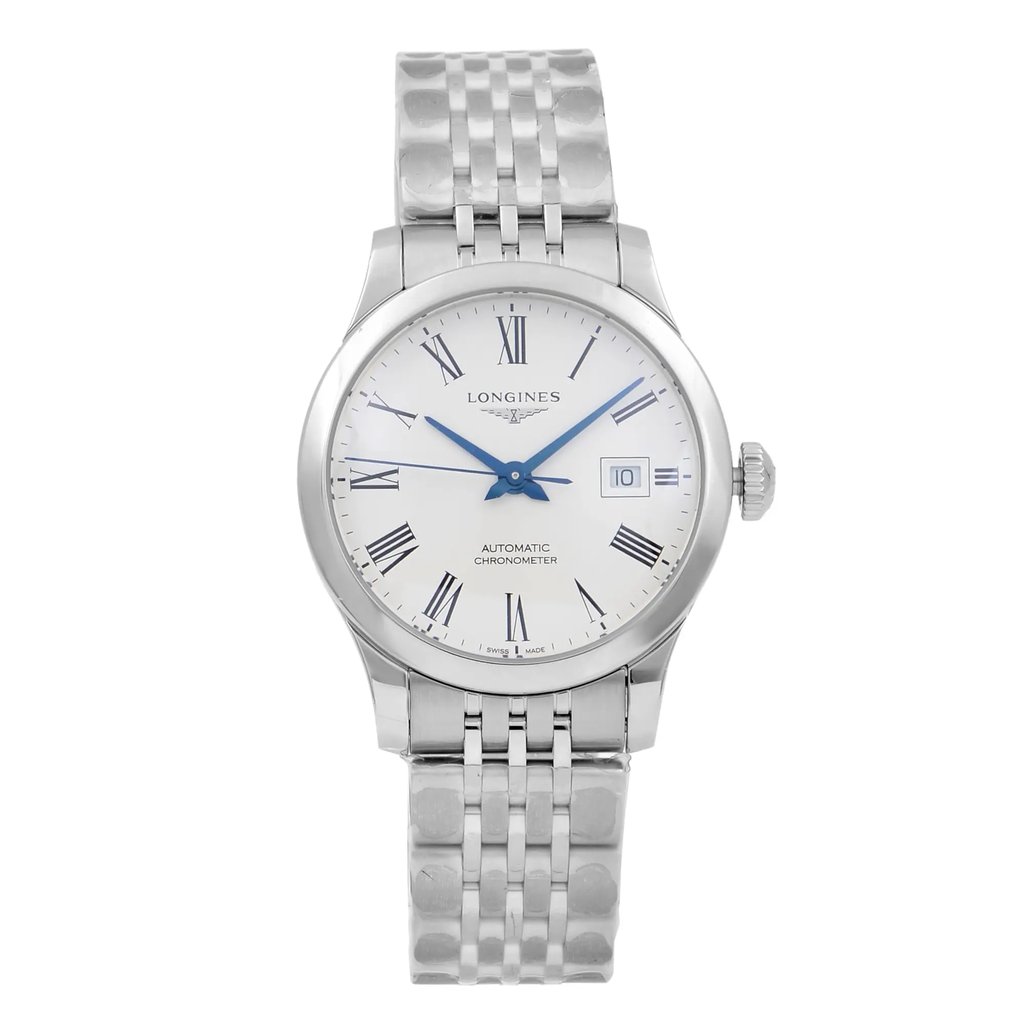Front Full View Of Longines L2.321.4.11.6 Stainless Steel Watch Unworn Condition {Product Condition}