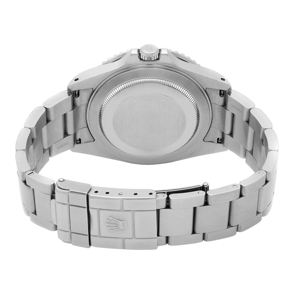 Back View Of Solid Back Case And Closed Stainless Steel Band Of Rolex 16710 Watch Pre Owned Condition