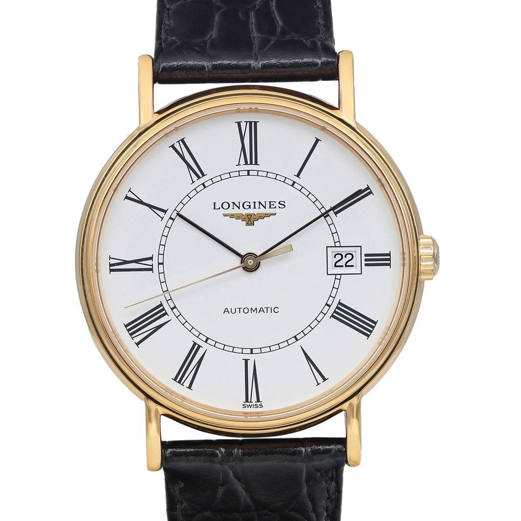 Up Close Front Facing Picture Of Longines L4.921.2.11.2 Stainless Steel Watch Pre Owned Condition