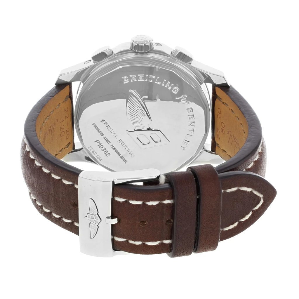 Back View Of {Caseback} Back Case And Closed Leather Band Of Breitling P1936212/Q540 Watch Pre Owned Condition