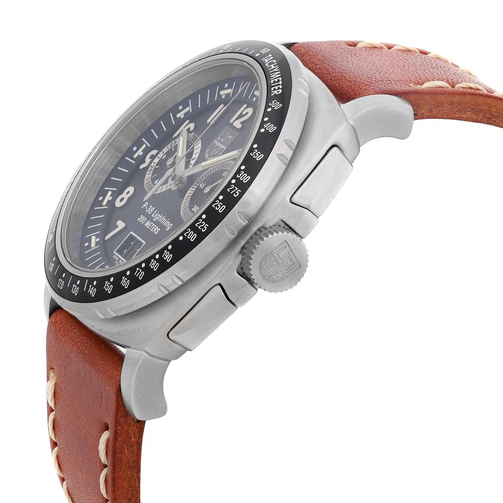 View Of Crown Facing Side Of Luminox XA.9447 Stainless Steel Watch Display Model Condition