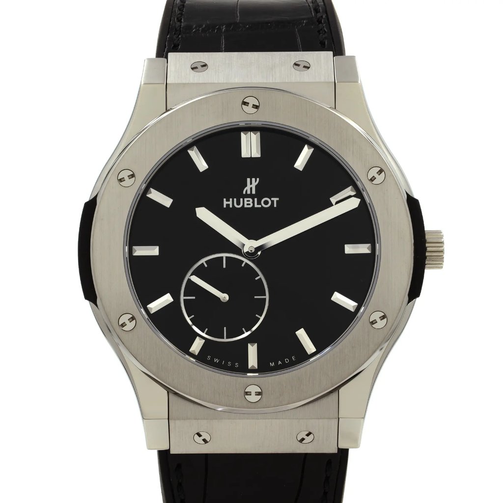 Up Close Front Facing Picture Of Hublot 515.NX.1270.LR Titanium,Stainless Steel Watch Unworn Condition