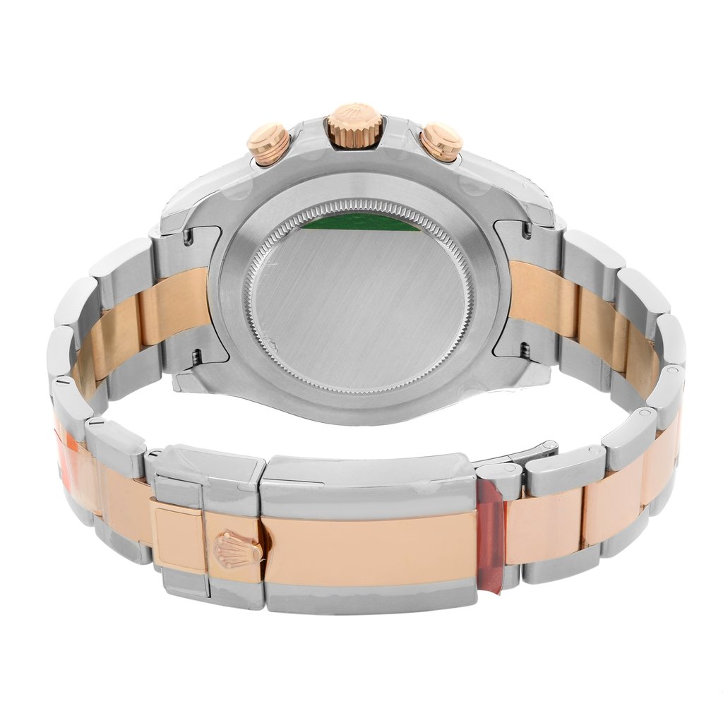 Back View Of Screwback Back Case And Closed Rose Gold,Stainless Steel Band Of Rolex 116681 Watch Unworn Condition