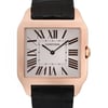 An image of a pre-owned wristwatch taken from a front close-up angle, highlighting the watch face. The watch features a square-shaped case with a rose gold tone and a white dial displaying black Roman numerals. The brand name is centered on the dial. The strap attached is black, and the overall condition appears well-maintained.