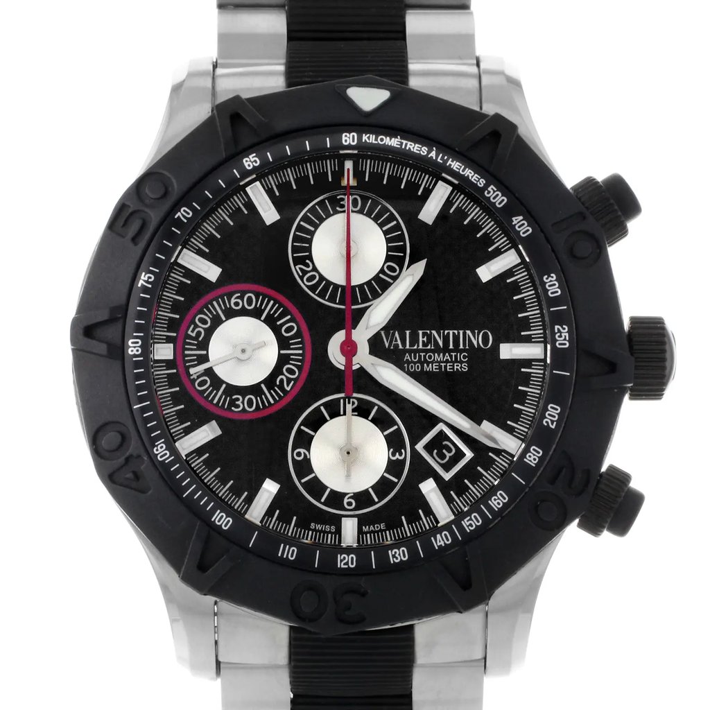 Up Close Front Facing Picture Of Valentino V40LCA9R909-S09R Stainless Steel Watch New With Defects Condition