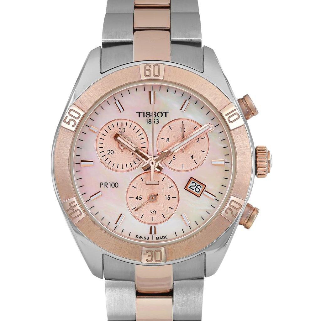 Up Close Front Facing Picture Of Tissot T101.917.22.151.00 Stainless Steel Watch Pre Owned Condition