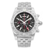 An image of a Wristwatch by Breitling. This Pre Owned item is designed for Men, featuring a Luxury style. It has a Mechanical (Automatic) movement and an Analog display with a Black dial color. The indices include 12-Hour Dial,Multi Dial,Stick Indexes. The band is made of Stainless Steel and the case is made of Stainless Steel. The watch has a Round shape with a case size of 47 mm and a case thickness of 18 mm.