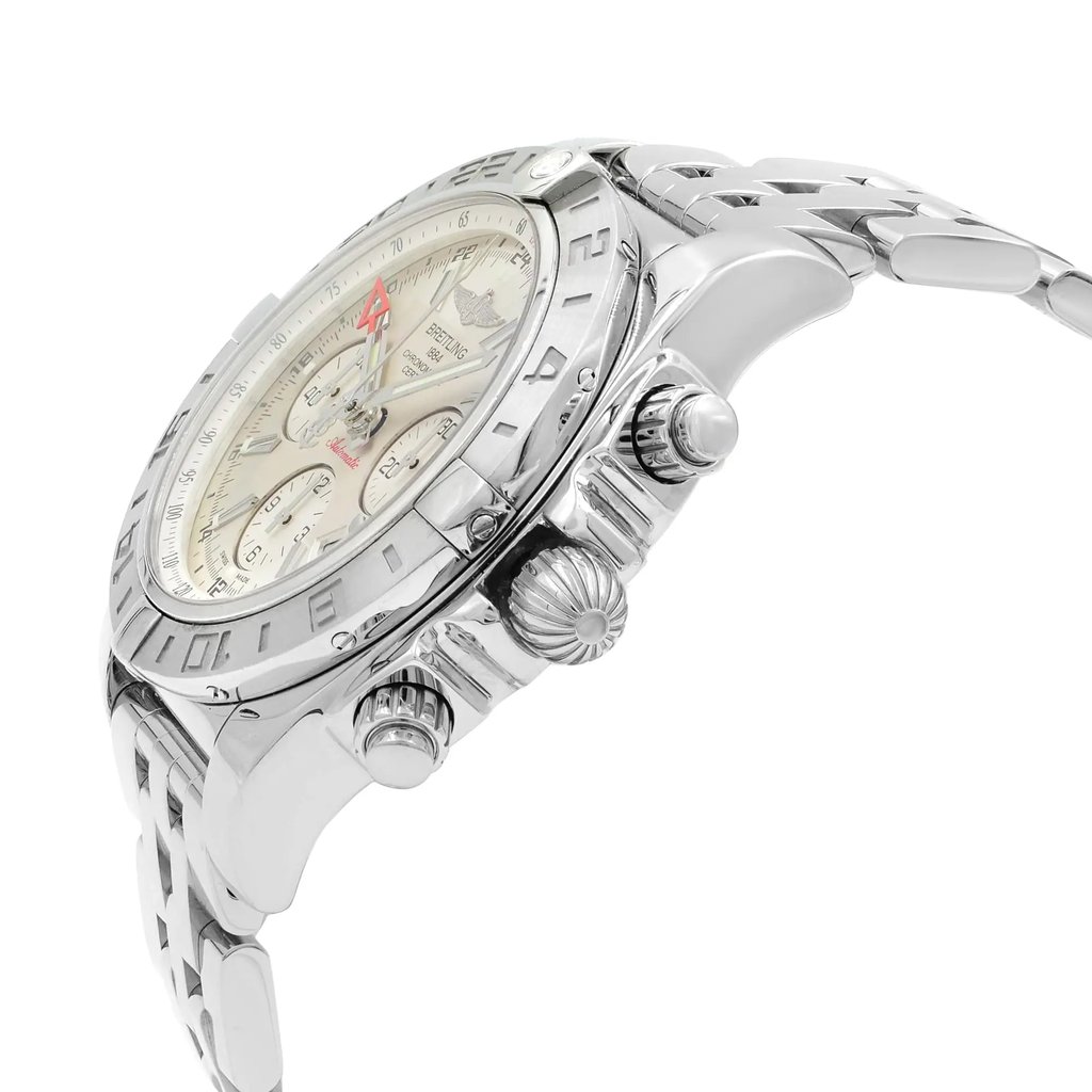 View Of Crown Facing Side Of Breitling AB042011/G745-375A Stainless Steel Watch Display Model Condition