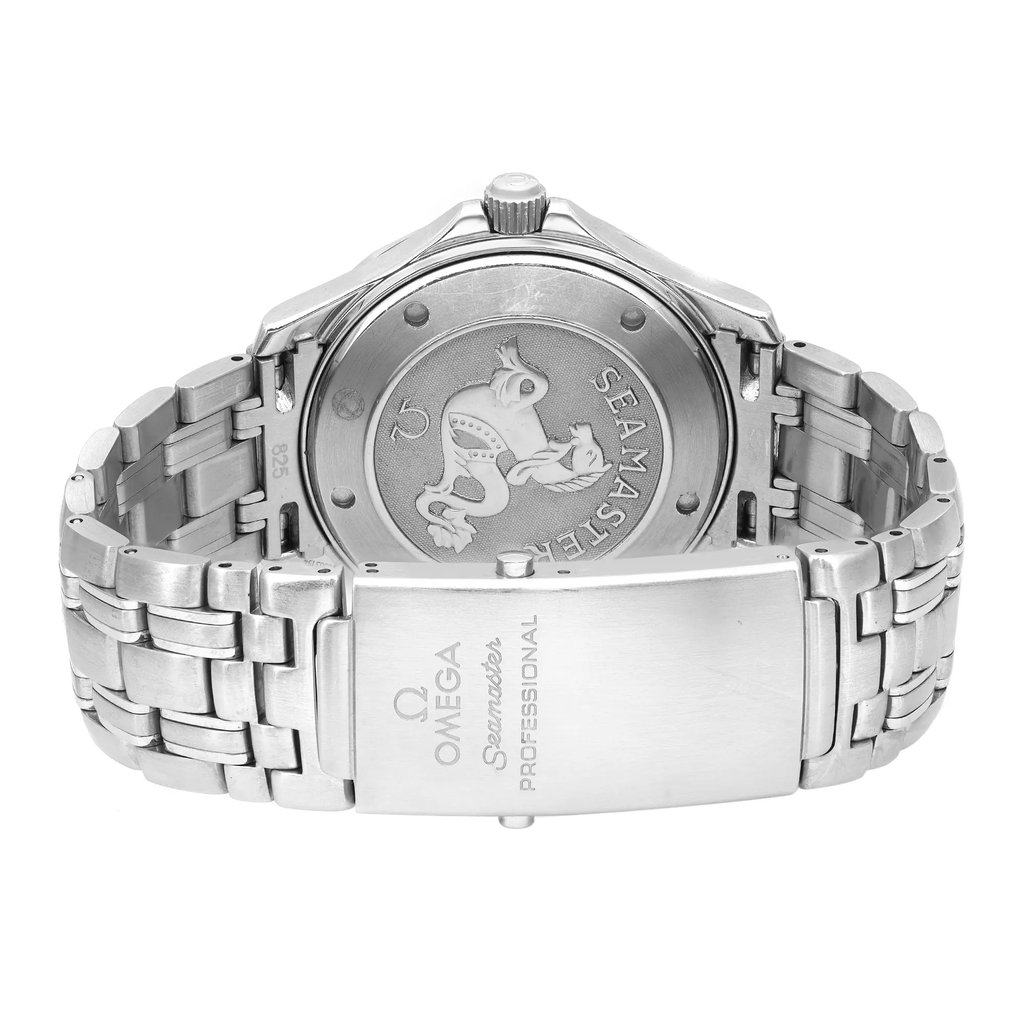 Back View Of Screwback Back Case And Closed Stainless Steel Band Of OMEGA 2221.80.00 Watch Pre Owned Condition