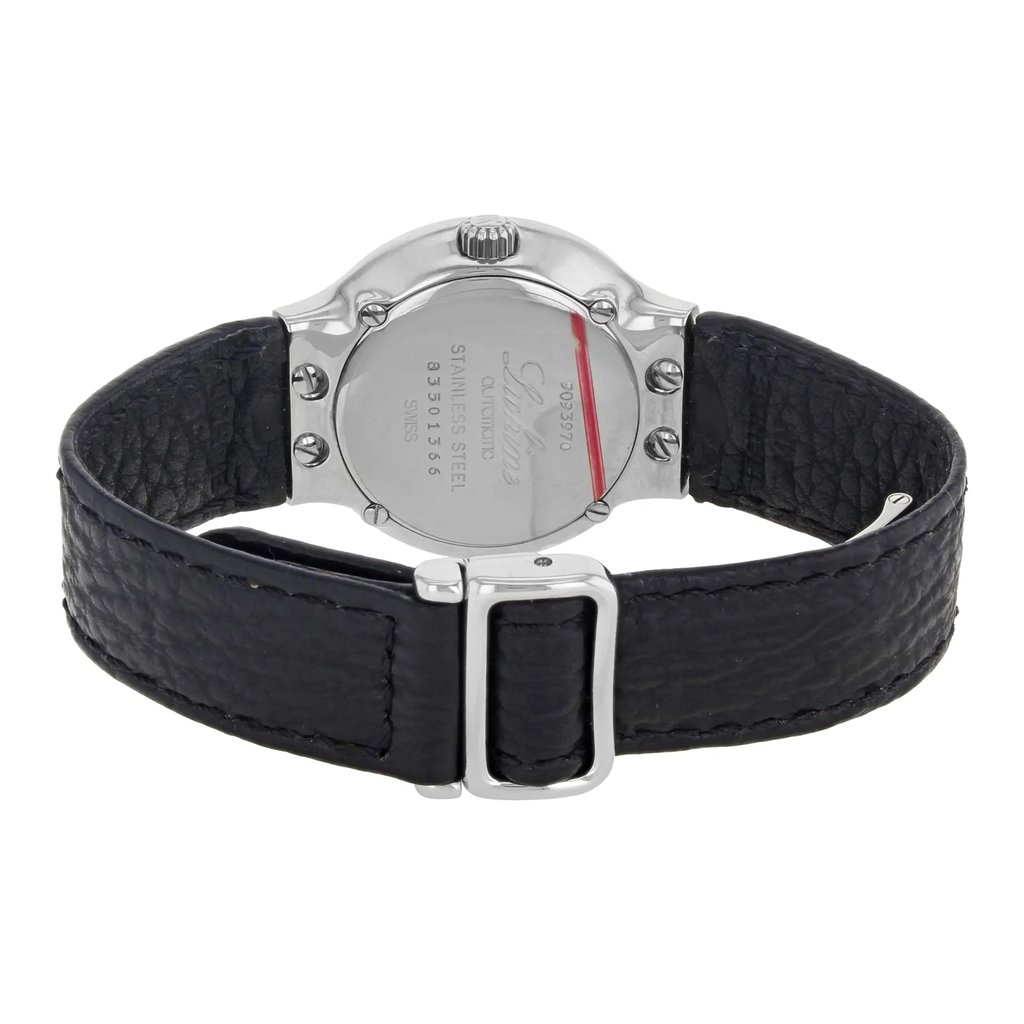 Back View Of {Caseback} Back Case And Closed Leather Band Of EBEL 9093970 Watch Pre Owned Condition