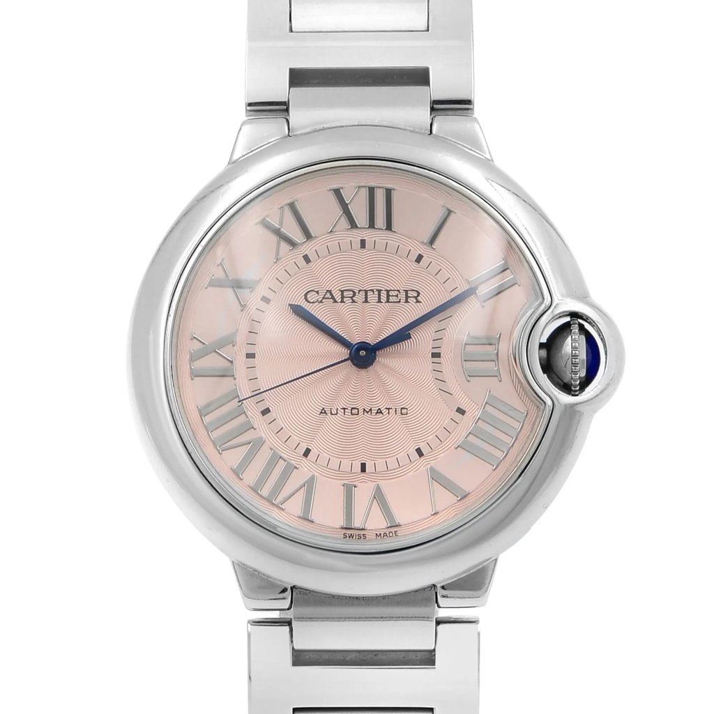 Up Close Front Facing Picture Of Cartier W6920041 Stainless Steel Watch Display Model Condition
