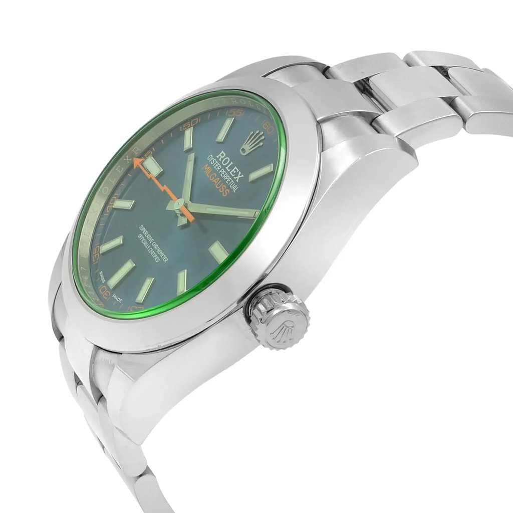 View Of Crown Facing Side Of Rolex 116400GV Stainless Steel Watch Pre Owned Condition