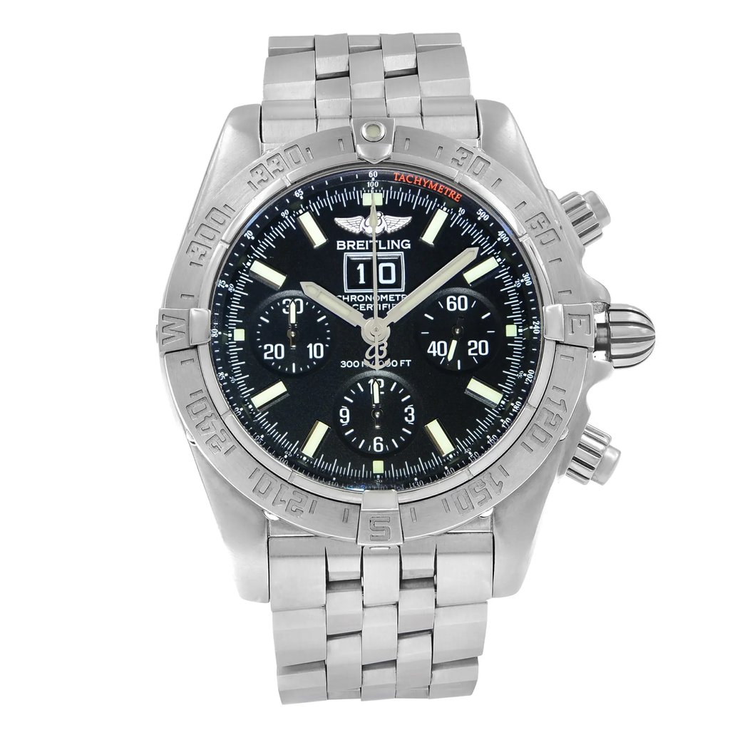 Front Full View Of Breitling A4435910/B811/371A Stainless Steel Watch Pre Owned Condition {Product Condition}