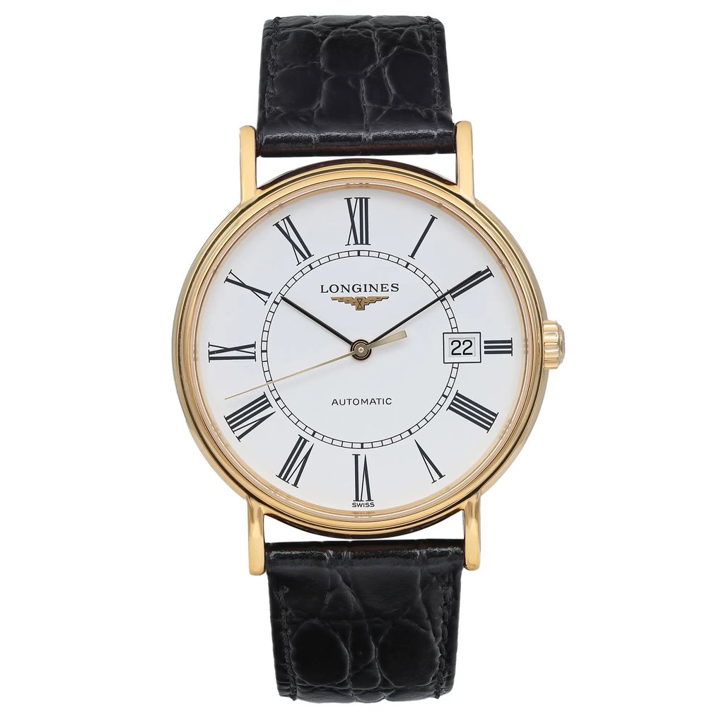 Front Full View Of Longines L4.921.2.11.2 Stainless Steel Watch Pre Owned Condition Good