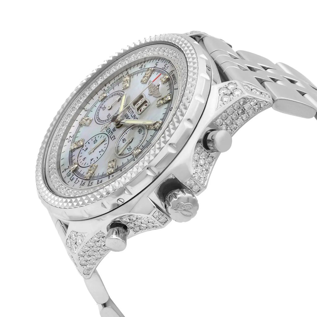 View Of Crown Facing Side Of Breitling A44362 Stainless Steel Watch Pre Owned Condition