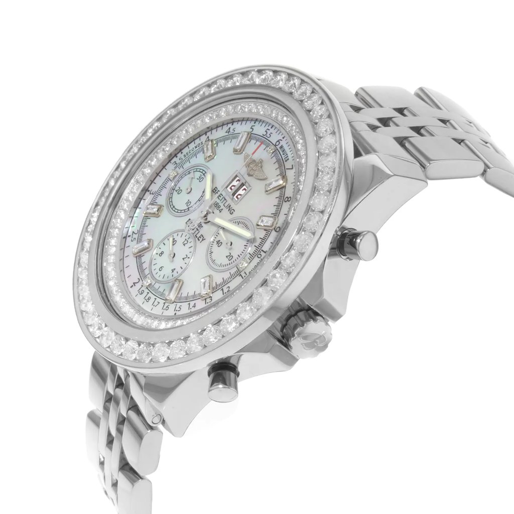 View Of Crown Facing Side Of Breitling A44362 Stainless Steel Watch Pre Owned Condition