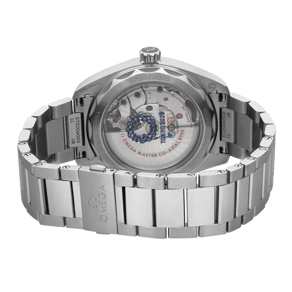 Back View Of Exhibition Back Case And Closed Stainless Steel Band Of OMEGA 522.12.41.21.03.001 Watch Display Model Condition