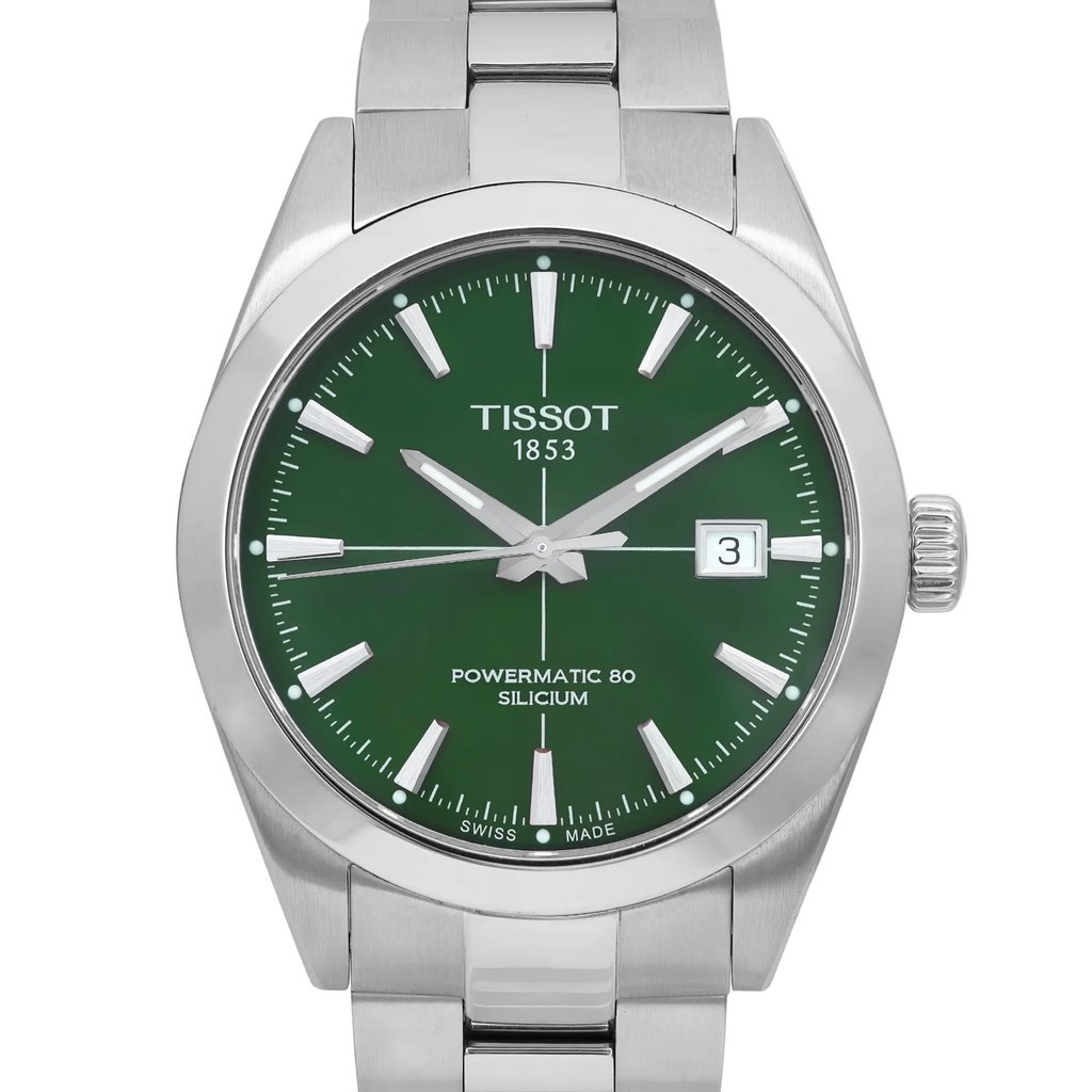 Up Close Front Facing Picture Of Tissot T127.407.11.091.01 Stainless Steel Watch Display Model Condition