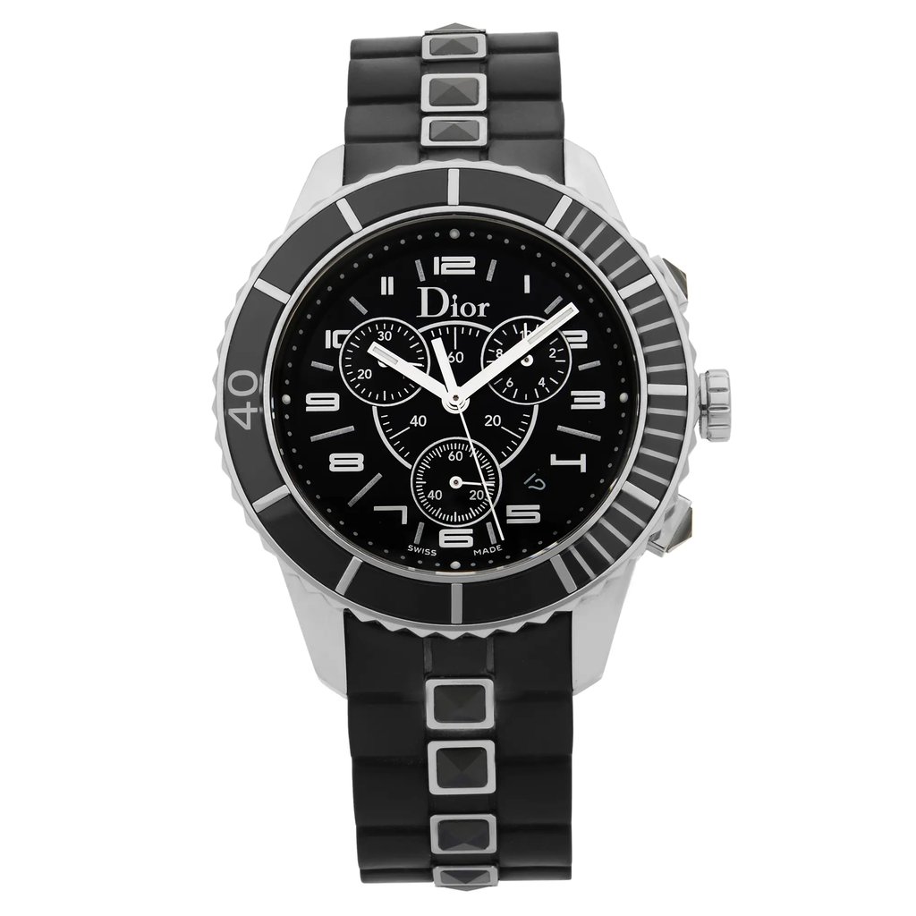 Front Full View Of Dior CD114317 Stainless Steel Watch Pre Owned Condition {Product Condition}