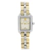 An image of a Wristwatch by Tory Burch. This Pre Owned item is designed for Women, featuring a Dress/Formal style. It has a Quartz movement and an Analog display with a Cream dial color. The indices include Unspecified. The band is made of Stainless Steel and the case is made of Stainless Steel. The watch has a Rectangle shape with a case size of 23 mm and a case thickness of 8 mm.