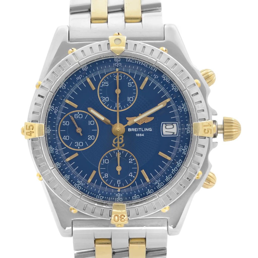 Up Close Front Facing Picture Of Breitling B13050.1 Stainless Steel Watch Pre Owned Condition