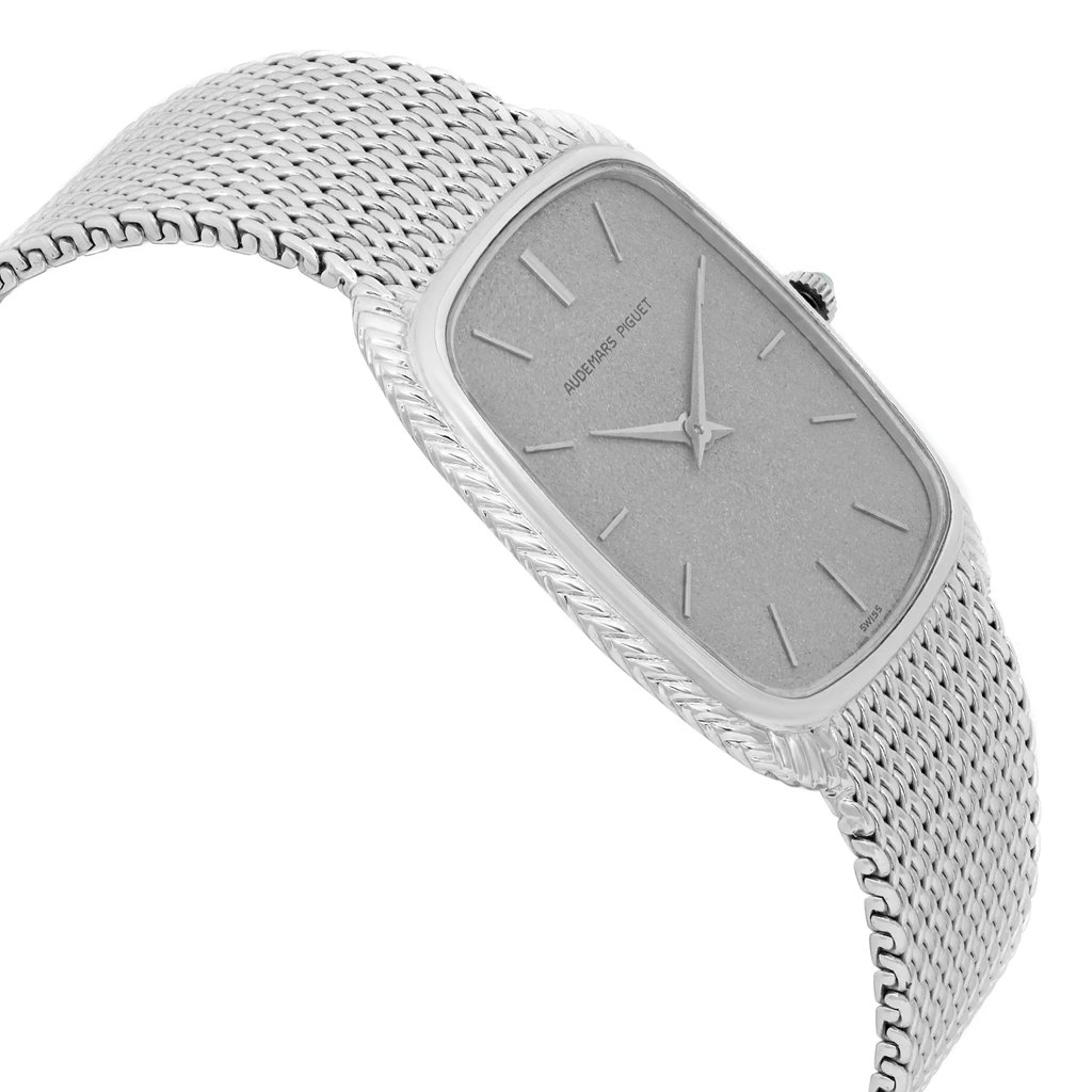 View Of Opposite Crown Facing Side Of Audemars Piguet 701 White Gold Watch Pre Owned Condition