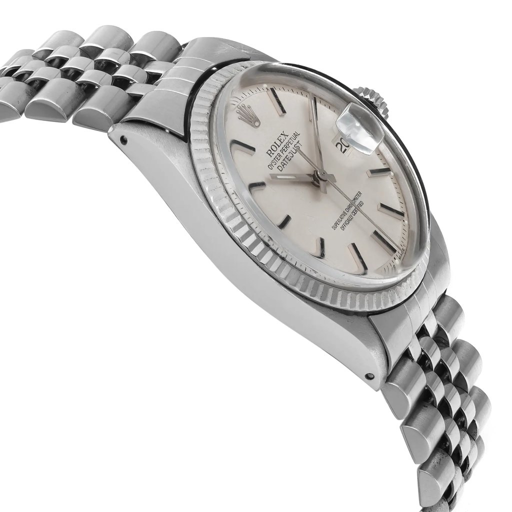 View Of Opposite Crown Facing Side Of Rolex 1601 Stainless Steel Watch Pre Owned Condition