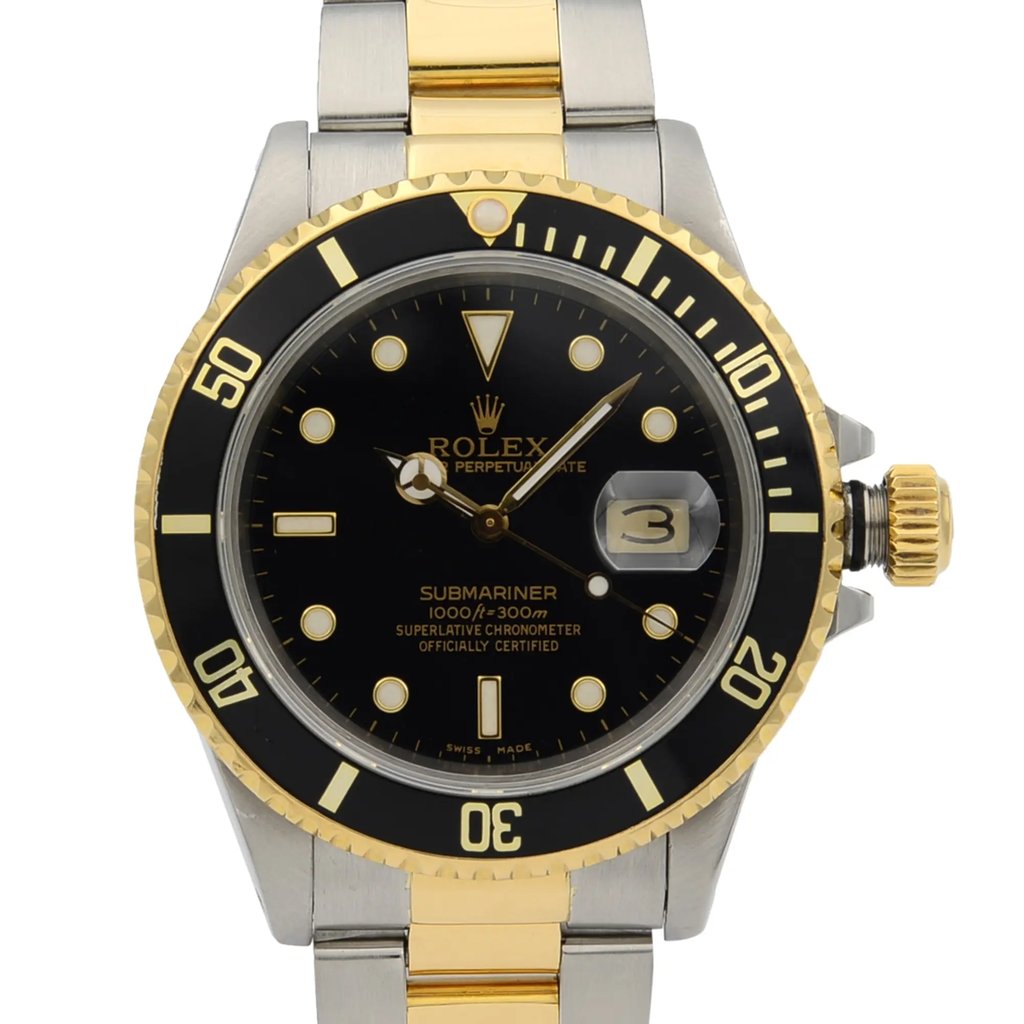 Up Close Front Facing Picture Of Rolex 16803 Stainless Steel Watch Pre Owned Condition