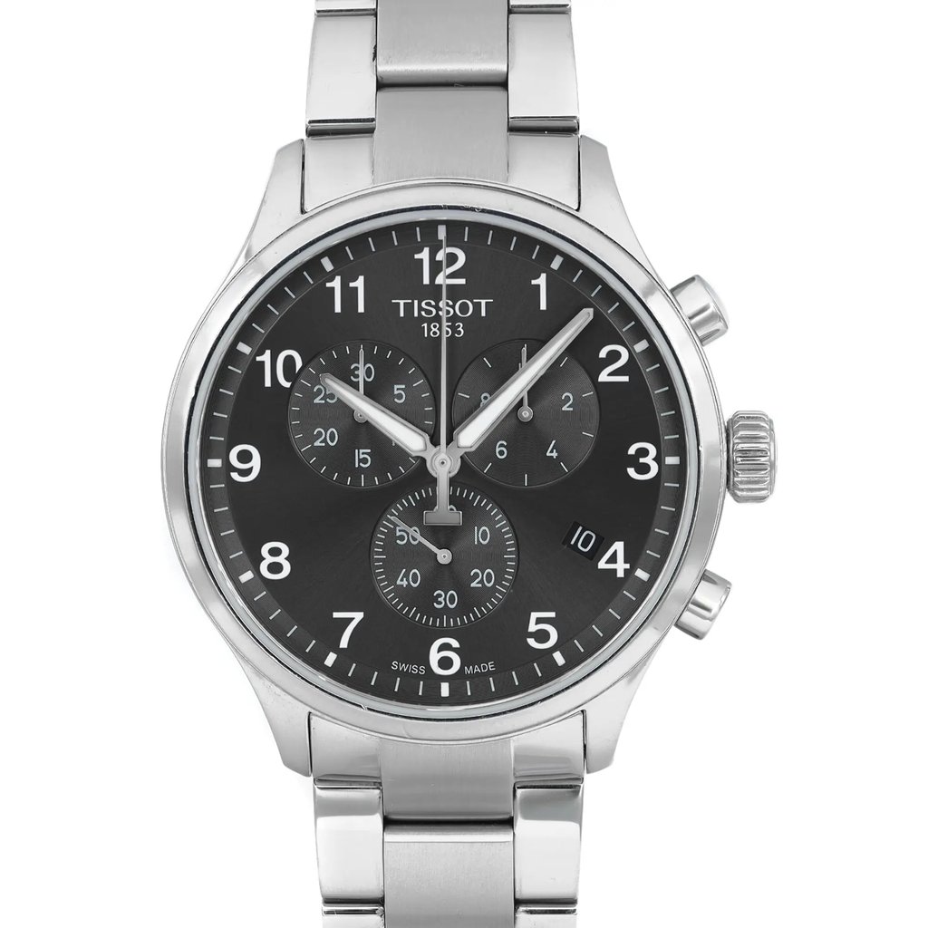 Up Close Front Facing Picture Of Tissot T116.617.11.057.01 Stainless Steel Watch Pre Owned Condition