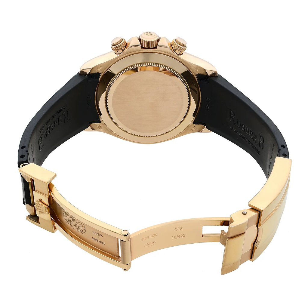 Back View Of {Caseback} Back Case And Open Rubber Band Of Rolex 116515LN Watch Pre Owned Condition