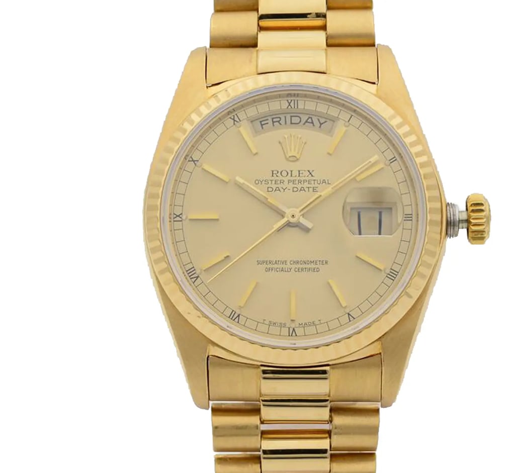 Up Close Front Facing Picture Of Rolex 18038 Gold 18kt Watch Pre Owned Condition
