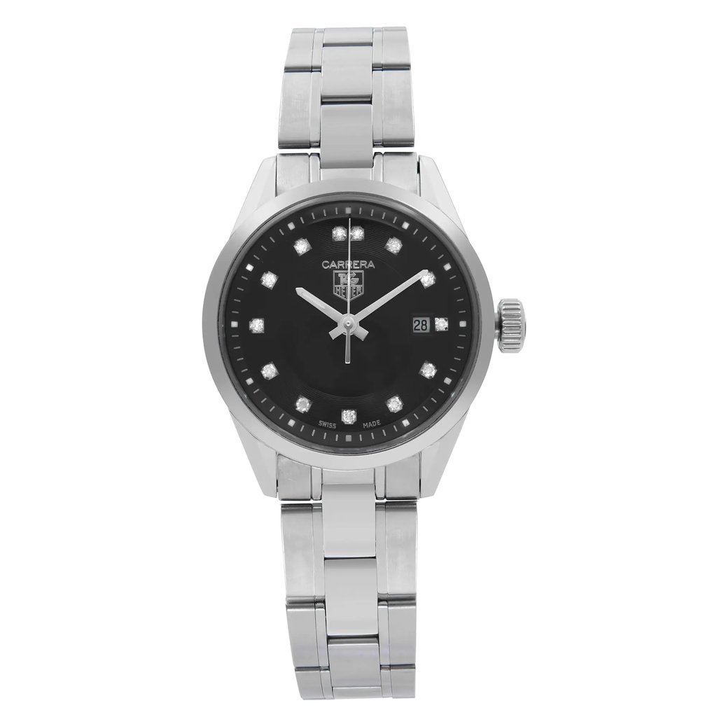 Front Full View Of TAG Heuer WV1410.BA0793 Stainless Steel Watch Pre Owned Condition {Product Condition}
