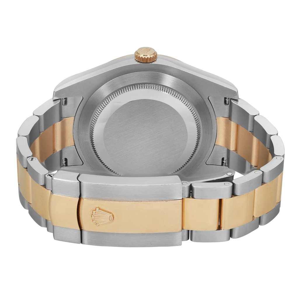 Back View Of Solid Back Case And Closed Stainless Steel,Gold Band Of Rolex 116333 Watch Pre Owned Condition