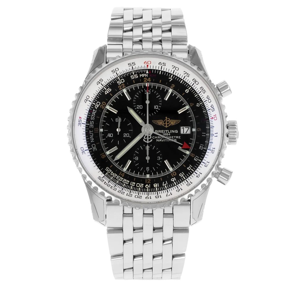 Front Full View Of Breitling A2432212 / B726-443A Stainless Steel Watch Display Model Condition {Product Condition}
