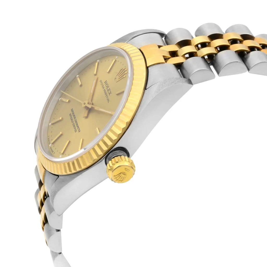 View Of Crown Facing Side Of Rolex 67513 Stainless Steel Watch Pre Owned Condition