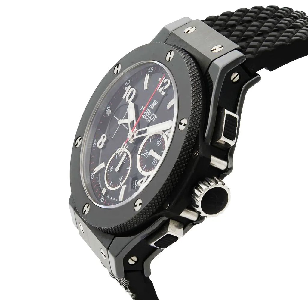 View Of Crown Facing Side Of Hublot 342.CX.130.RX Ceramic Watch Pre Owned Condition