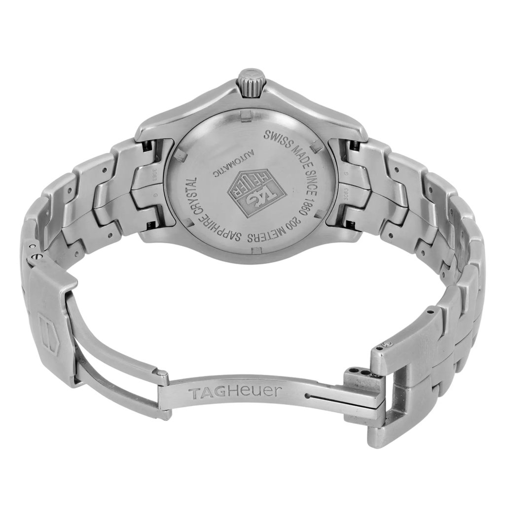 Back View Of Solid Back Case And Open Stainless Steel Band Of TAG Heuer WJF2110.BA0570 Watch Pre Owned Condition
