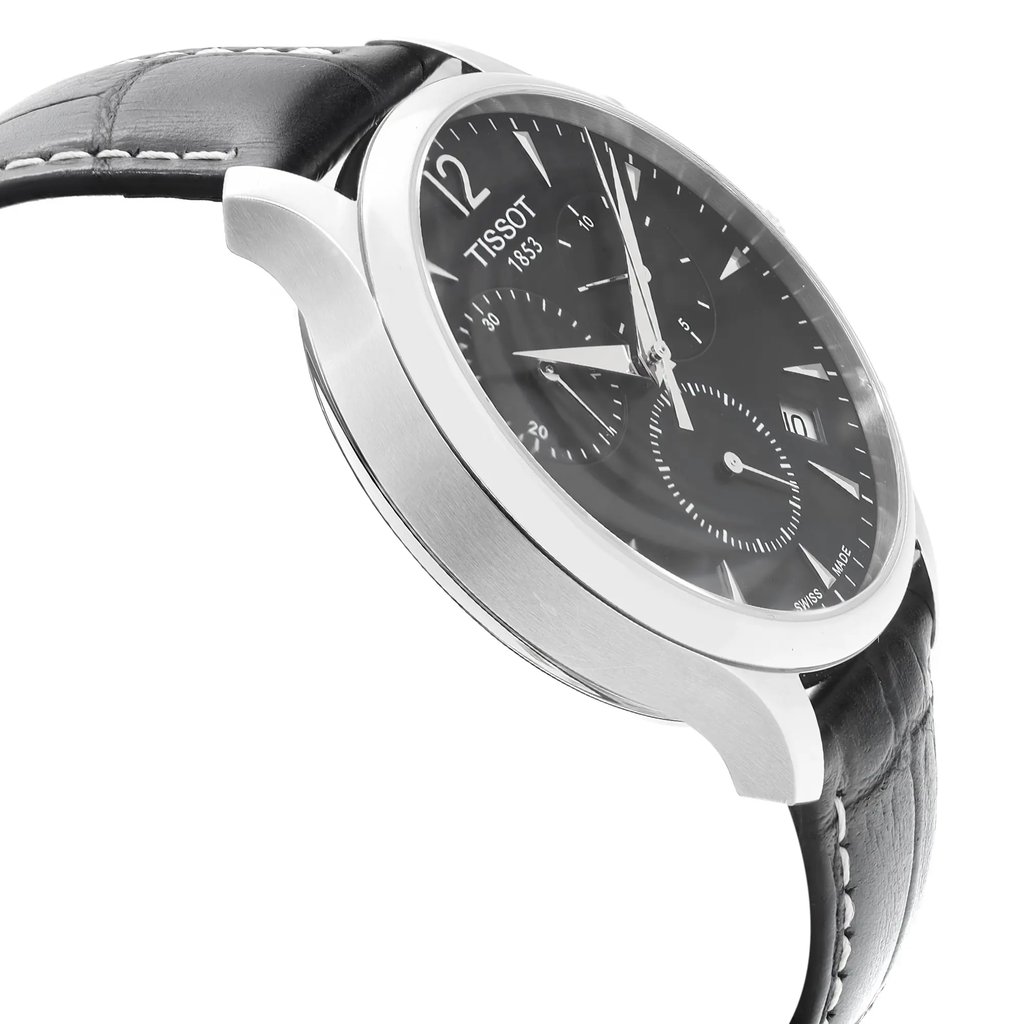 View Of Opposite Crown Facing Side Of Tissot T063.617.16.057.00 Stainless Steel Watch Unworn Condition