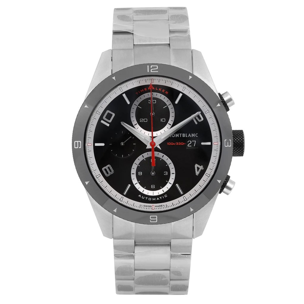 Front Full View Of Montblanc 116097 Stainless Steel Watch Unworn Condition Excellent