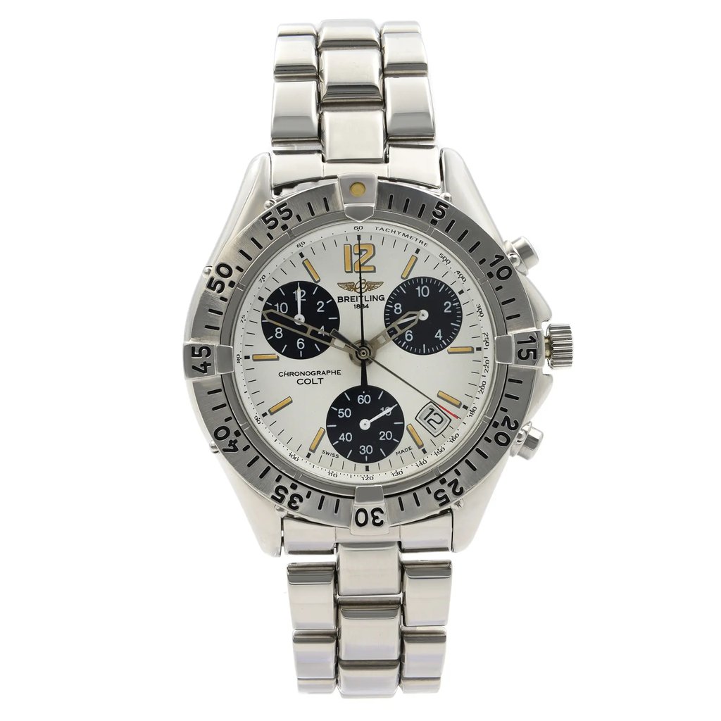 Front Full View Of Breitling A53035 Stainless Steel Watch Pre Owned Condition {Product Condition}