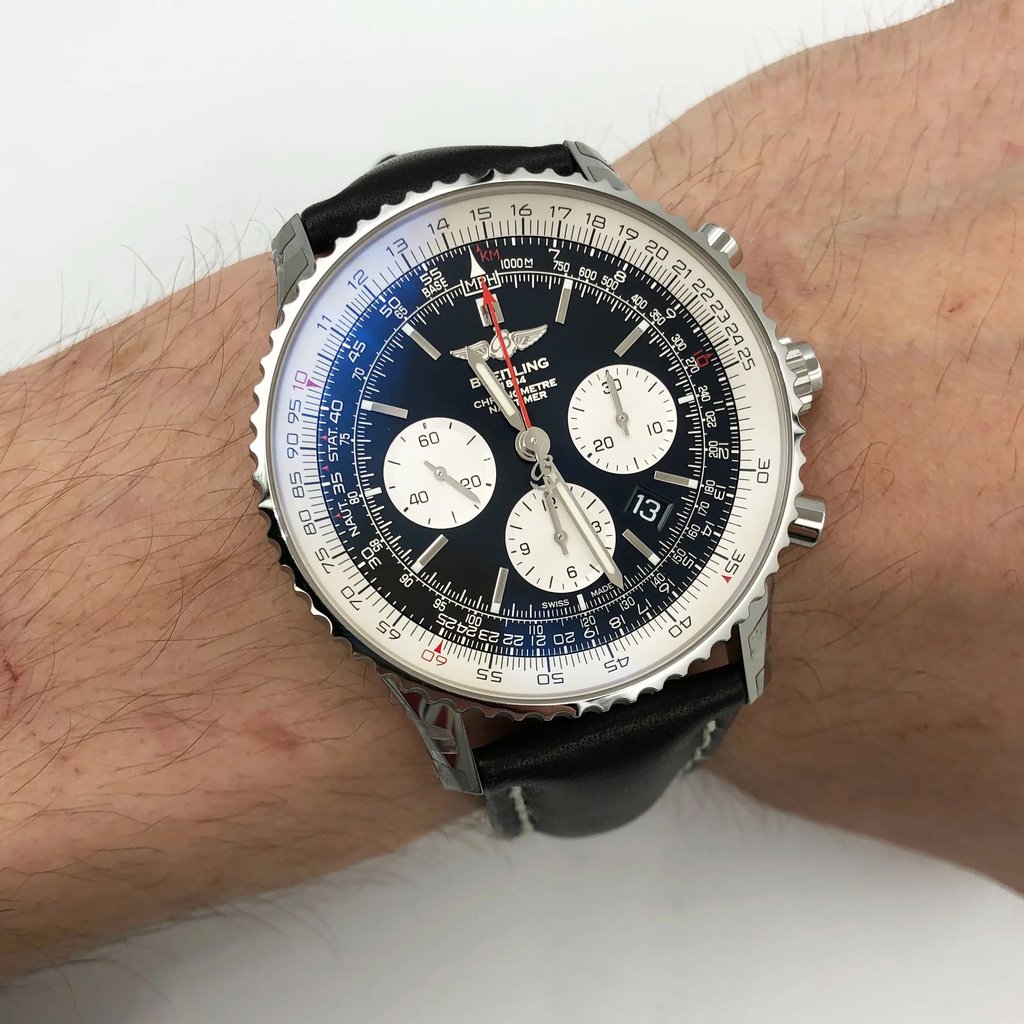 Up Close Front Facing Picture Of Breitling AB031021/BF77-441X Stainless Steel Watch Display Model Condition
