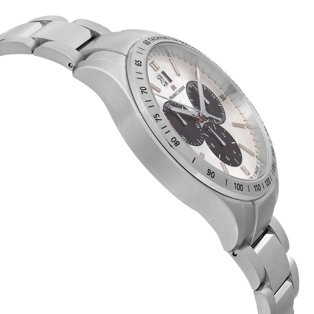 View Of Opposite Crown Facing Side Of Maurice Lacroix MI1028-SS002-130 Stainless Steel Watch Unworn Condition