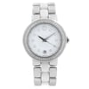 An image of a Wristwatch by Movado. This Display Model item is designed for Women, featuring a Dress/Formal style. It has a Quartz movement and an Analog display with a White dial color. The indices include 12-Hour Dial,Non-Numeric Hour Marks. The band is made of Ceramic,Stainless Steel and the case is made of Stainless Steel. The watch has a Round shape with a case size of 36 mm and a case thickness of 10 mm.