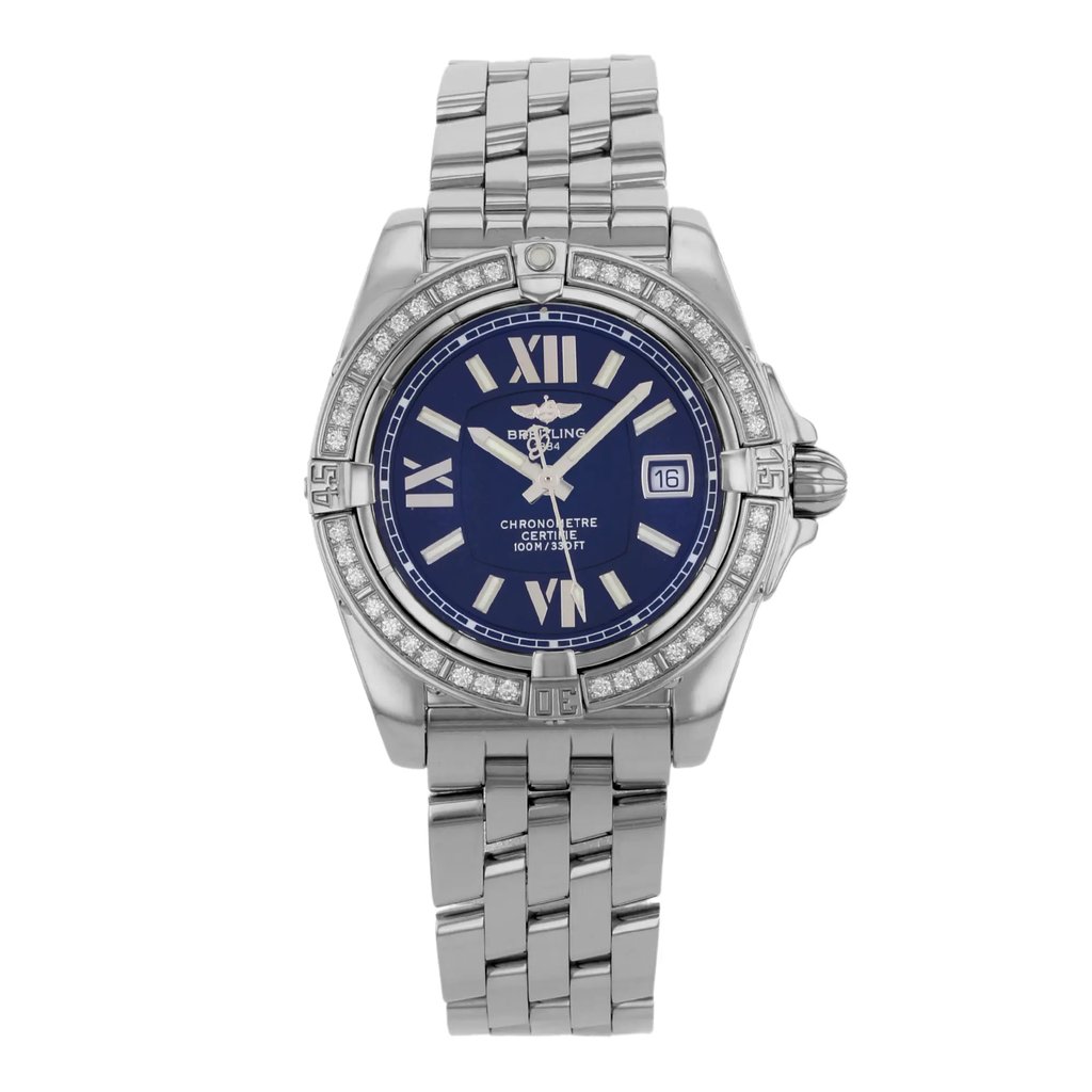 Front Full View Of Breitling A7135653/B903-367A Stainless Steel Watch Pre Owned Condition {Product Condition}