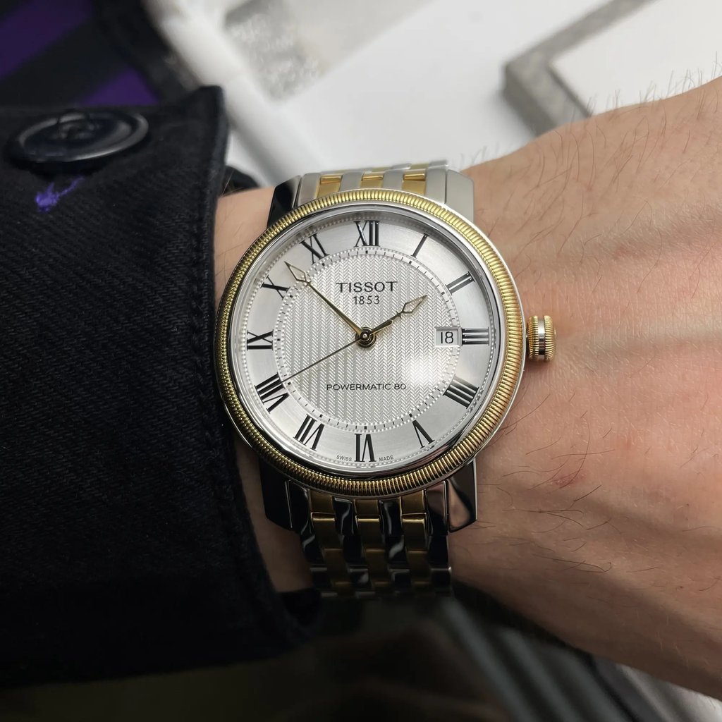 Up Close Front Facing Picture Of Tissot T097.407.22.033.00 Stainless Steel Watch Display Model Condition